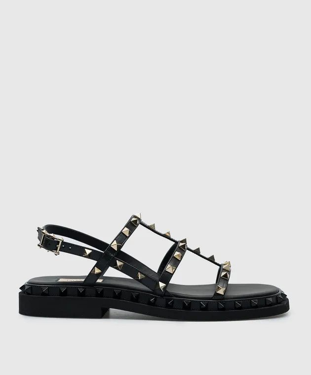 Valentino Sandali Rockstud in pelle nera 4W2S0IK9NXL