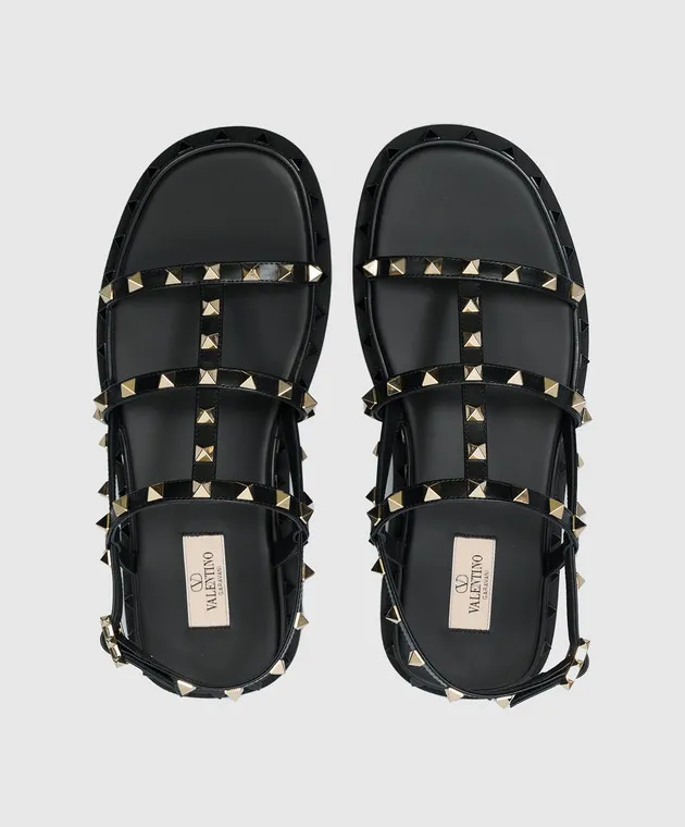 Valentino Sandali Rockstud in pelle nera 4W2S0IK9NXL