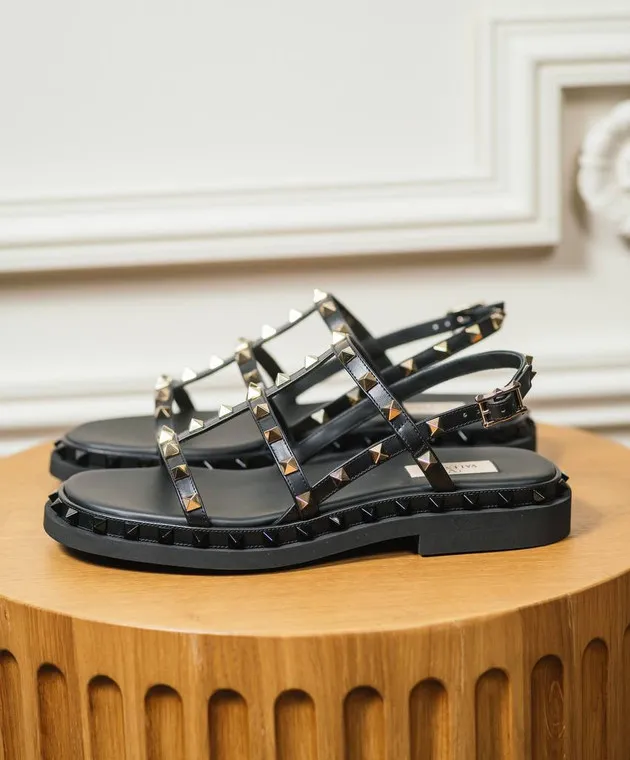 Valentino Sandali Rockstud in pelle nera 4W2S0IK9NXL